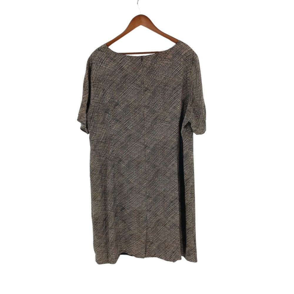 August Max Woman Tan & Black 100% Silk Plus Size Midi Dress Sz 22 - Picture 2 of 6